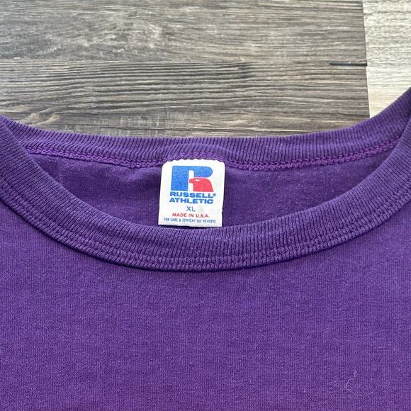 Clemson University T-Shirt Vintage 80s Tigers Russell Athletic Purple Mens XL - Picture 4 of 7